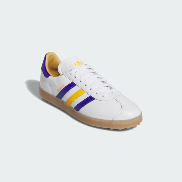 Adidas Gazel Leather Spikeless Golf Shoes Cloud White/Lucid Blue/Crew Yellow 圖 4