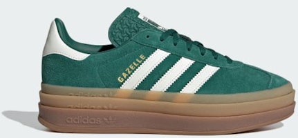 (Women) Adidas Gazelle Bold Sneakers Collegiate Green/Off White/Gold Metallic JI0325 (Women) Adidas Gazelle Bold Sneakers Collegiate Green/Off White/Gold Metallic JI0325
