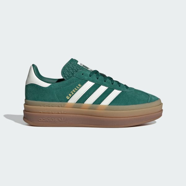 (Women) Adidas Gazelle Bold  Sneakers Collegiate Green/Off White/Gold Metallic JI0325
