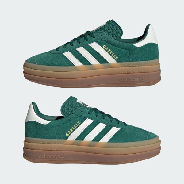 Cheap (Women) Adidas Gazelle Bold  Sneakers Collegiate Green/Off White/Gold Metallic JI0325