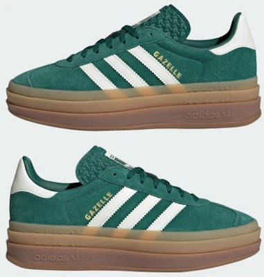 (Women) Adidas Gazelle Bold Sneakers Collegiate Green/Off White/Gold Metallic JI0325 Cheap (Women) Adidas Gazelle Bold Sneakers Collegiate Green/Off White/Gold Metallic JI0325