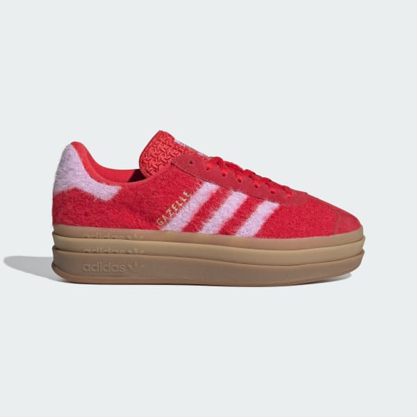 (Women) Adidas Gazelle Bold Shoes Better Scarlet/Bliss Lilac/Gold Metallic JS3905