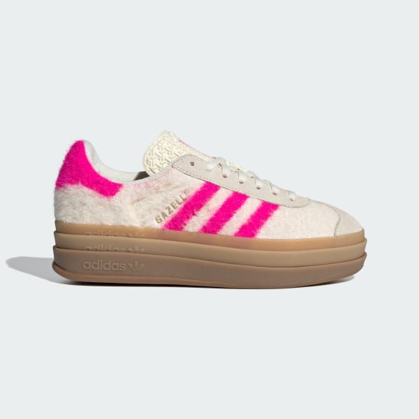 (Women) Adidas Gazelle Bold Shoes Cream White/Shock Pink/Gold Metallic JS3908