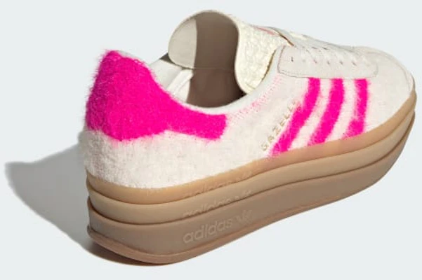 (W) Adidas Gazelle Bold Cream Blanc/Rose Shock/Doré Métallisé Chaussures. JS3908 Details for (W) Adidas Gazelle Bold Cream Blanc/Rose Shock/Doré Métallisé Chaussures. JS3908