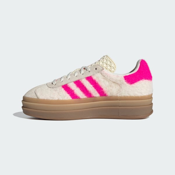 Sizing (W) Adidas Gazelle Bold Cream Blanc/Rose Shock/Doré Métallisé Chaussures. JS3908