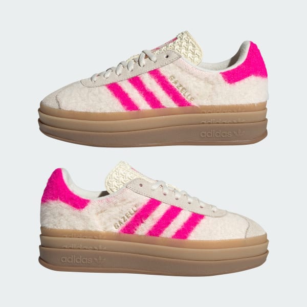Cheap (W) Adidas Gazelle Bold Cream Blanc/Rose Shock/Doré Métallisé Chaussures. JS3908