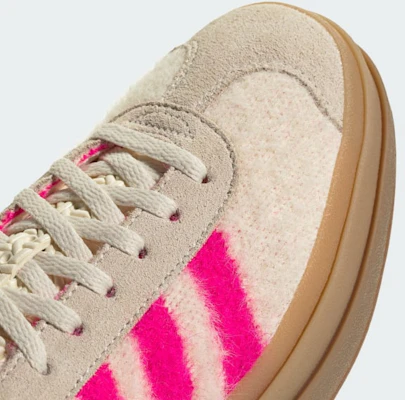 (W) Adidas Gazelle Bold Cream Blanc/Rose Shock/Doré Métallisé Chaussures. JS3908 2