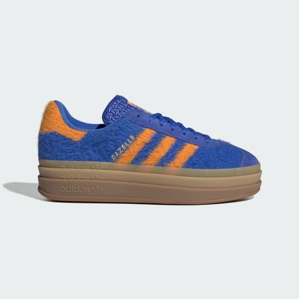 (W) Adidas Gazelle Bold Shoes Hi-Res Blue/Bright Orange/Gold Metallic