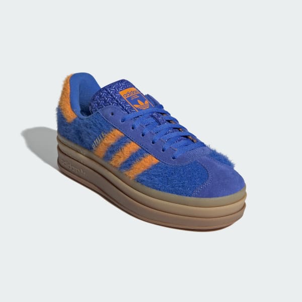 (W) Adidas Gazelle Bold Shoes Hi-Res Blue/Bright Orange/Gold Metallic 圖 4