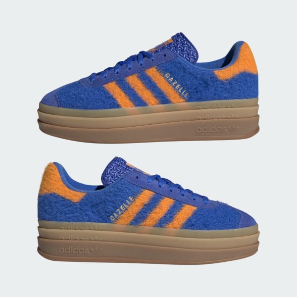 (W) Adidas Gazelle Bold Shoes Hi-Res Blue/Bright Orange/Gold Metallic 圖 7