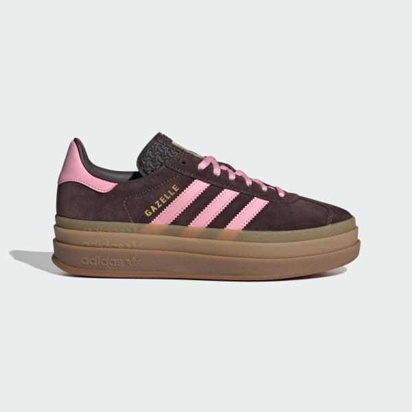(Women) Adidas Gazelle Bold Sneakers Aurora Coffee/Light Pink/Gold Metallic IH6786