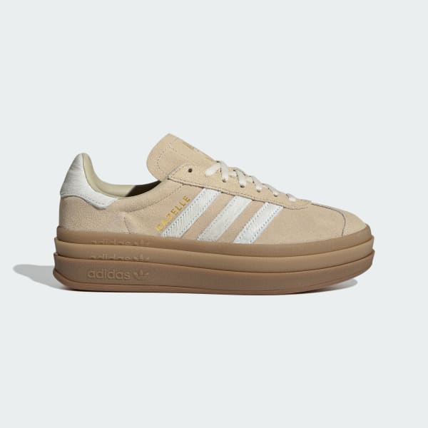 (Women) adidas Gazelle Bold Stone Khaki/Cream White/Gold Metallic IH4201