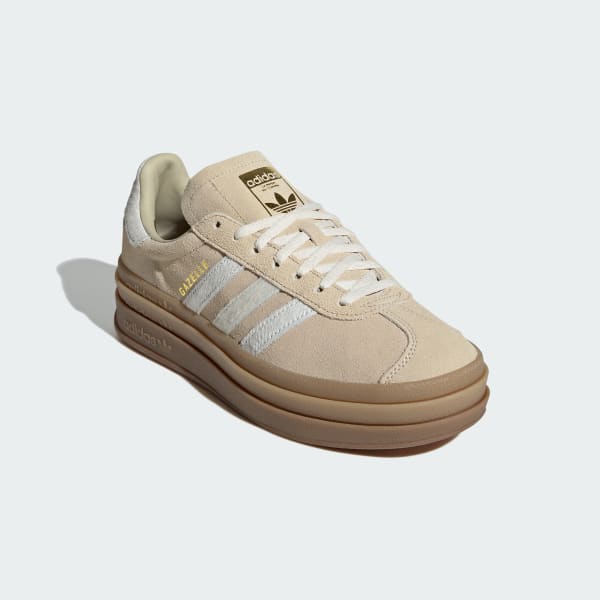 Shop (Women) adidas Gazelle Bold Stone Khaki/Cream White/Gold Metallic IH4201
