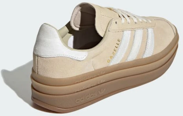 (Women) adidas Gazelle Bold Stone Khaki/Cream White/Gold Metallic IH4201 Purchase (Women) adidas Gazelle Bold Stone Khaki/Cream White/Gold Metallic IH4201