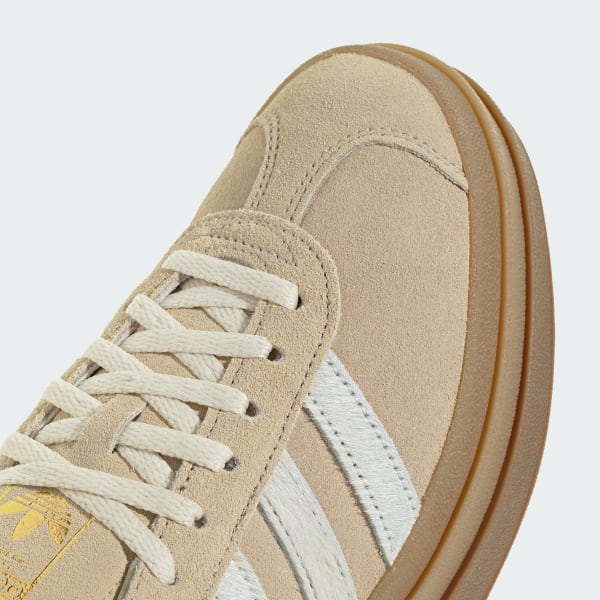 Cheap (Women) adidas Gazelle Bold Stone Khaki/Cream White/Gold Metallic IH4201
