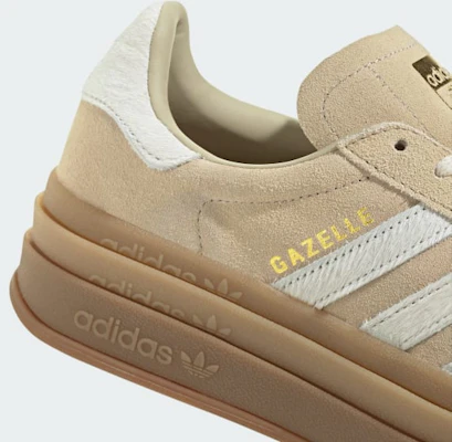 (Women) adidas Gazelle Bold Stone Khaki/Cream White/Gold Metallic IH4201 1