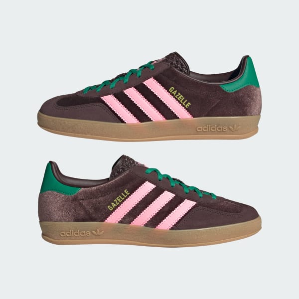 Cheap (Women) adidas Gazelle Indoor 'Dark Brown Pink Green Velvet' JI2714