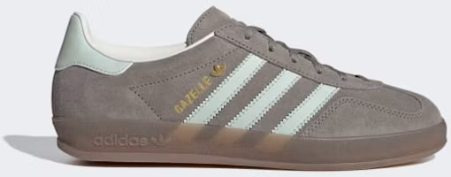 (Women) adidas Gazelle Indoor Silver Pebble/Linen Green/Gum JR2430 (Women) adidas Gazelle Indoor Silver Pebble/Linen Green/Gum JR2430