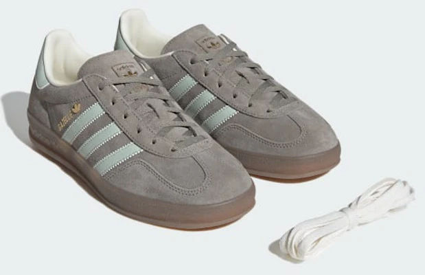 (Women) adidas Gazelle Indoor Silver Pebble/Linen Green/Gum JR2430 Cheap (Women) adidas Gazelle Indoor Silver Pebble/Linen Green/Gum JR2430