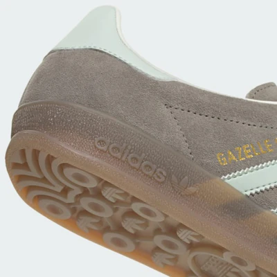 (Women) adidas Gazelle Indoor Silver Pebble/Linen Green/Gum JR2430 1