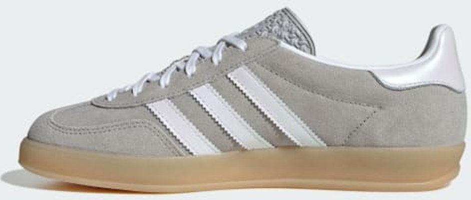 (Women) Adidas Gazelle Indoor Sneakers Grey Two/Cloud White/Gum JQ7008 Details for (Women) Adidas Gazelle Indoor Sneakers Grey Two/Cloud White/Gum JQ7008