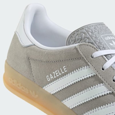 (Women) Adidas Gazelle Indoor Sneakers Grey Two/Cloud White/Gum JQ7008 1