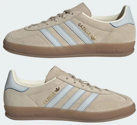 (W) adidas Gazelle Indoor Wonder Beige/Halo Blue/Gum Sneakers Pria Wanita JR2432 1