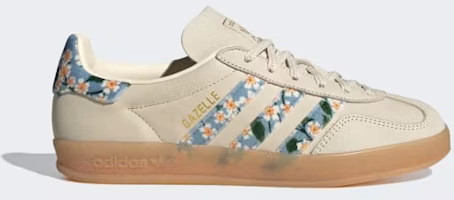 (Women) Adidas Gazelle Indoor x Liberty London Cream White/Gold Metallic/Tactile Blue JR3601 (Women) Adidas Gazelle Indoor x Liberty London Cream White/Gold Metallic/Tactile Blue JR3601