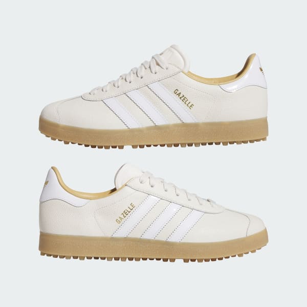 Sizing 阿迪达斯 Gazelle Luxe 无钉高尔夫鞋 白色/云白/棕色 JI4156
