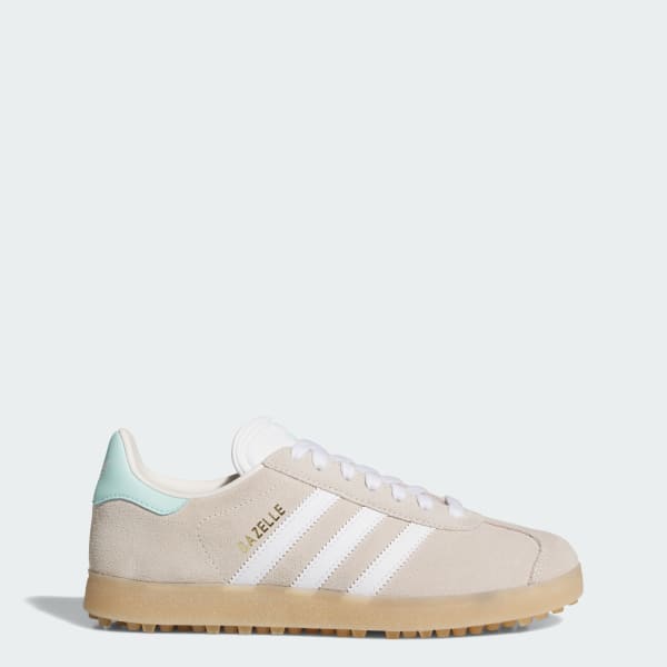 (Women) Adidas Gazelle Spikeless Golf Shoes Chalk White/Cloud White/Clear Mint HP7075