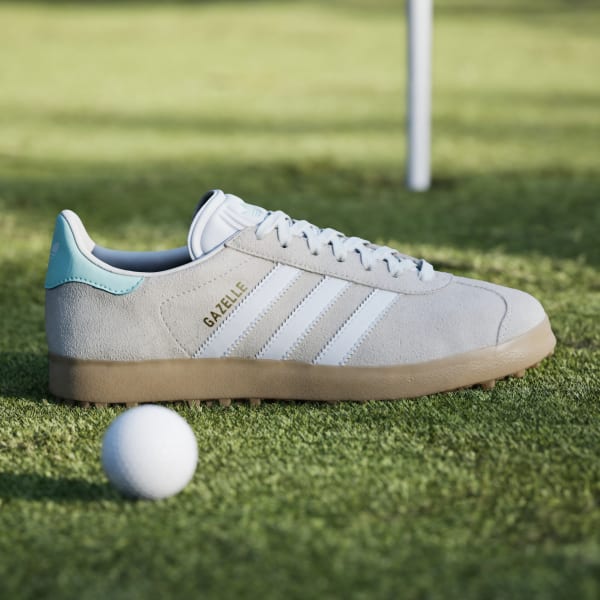 Shop (W) 阿迪达斯 Gazelle 无钉高尔夫鞋 白色/薄荷绿 HP7075