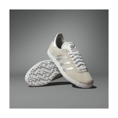 (W) Adidas Gazelle Spikeless Golf Shoes Crystal White/Silver Metallic/Grey Two