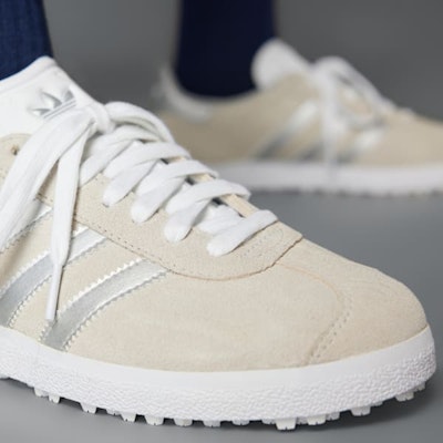 (Women) Adidas Gazelle Spikeless Golf Shoes Crystal White/Silver Metallic/Grey Two JI3942 Details for (Women) Adidas Gazelle Spikeless Golf Shoes Crystal White/Silver Metallic/Grey Two JI3942