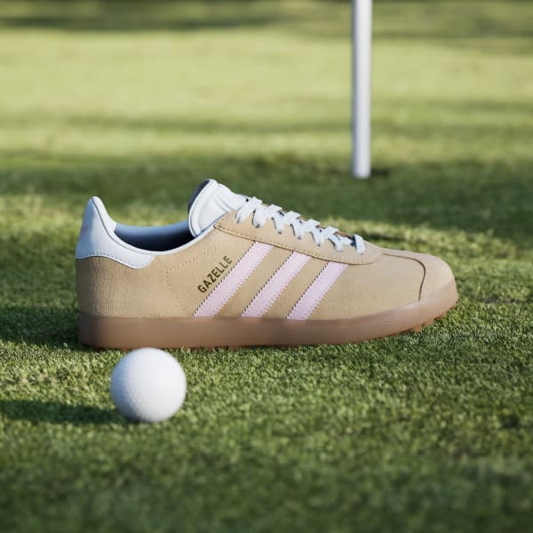 Shop (Women) Adidas Gazelle Spikeless Golf Shoes Ice Tangerine/Clear Pink/Cloud White JR4471