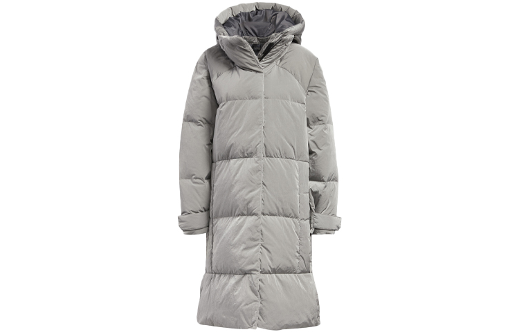 (Women) adidas Gray Outdoor Winter Down Hooded Jacket FT2540