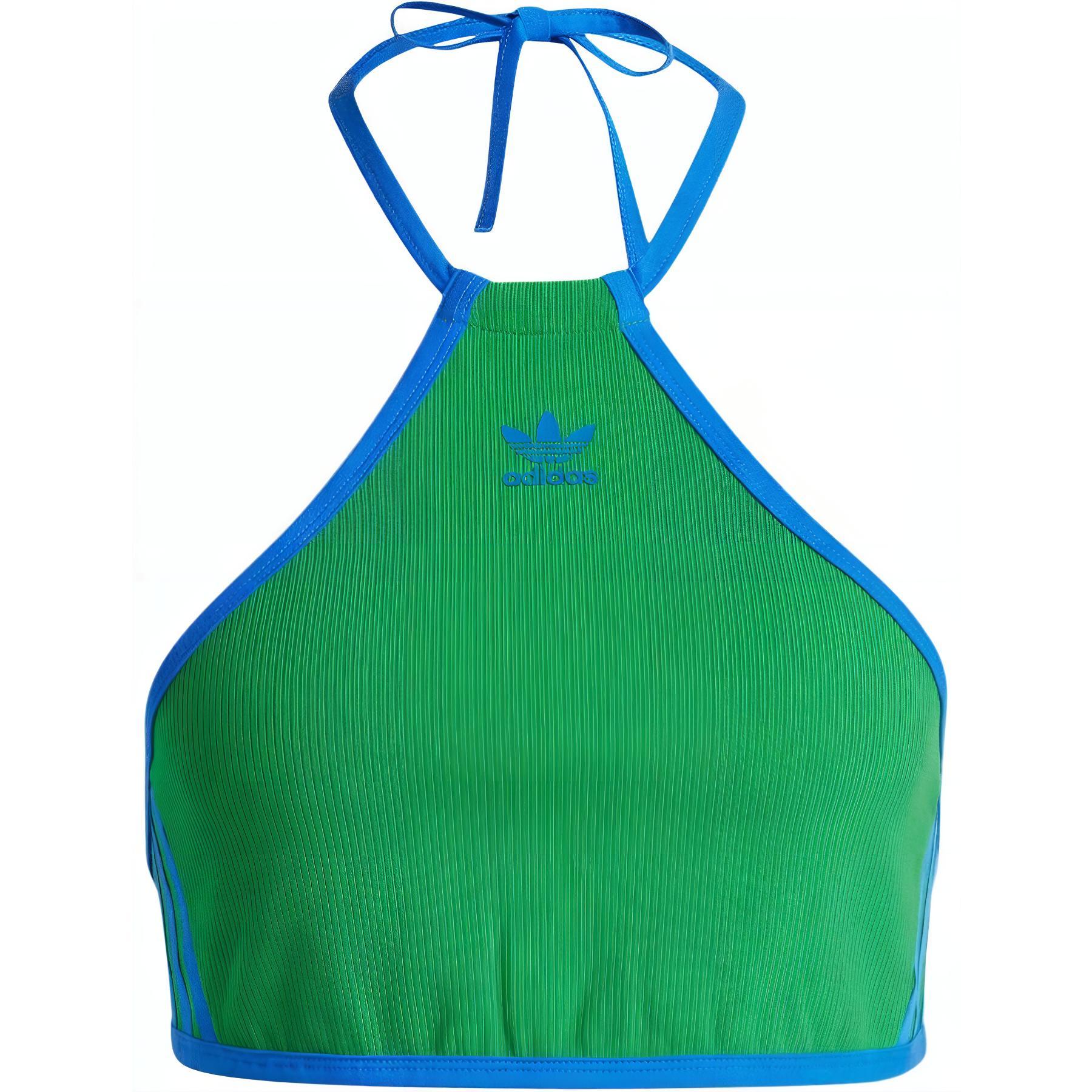 (Women) adidas Green Colorblock Logo Design Tie-Back Vest. JH0613