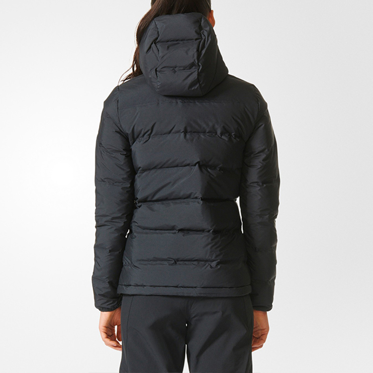 (Women) adidas Helionic Hooded Down Jacket Black Winter Outdoor Warmth BQ1935 圖 5