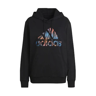 (Women) adidas Hoodie Black with Monochrome Print Letter Design HF4634-Black
