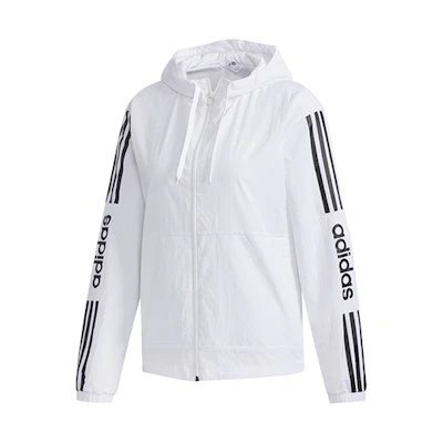 (Women) adidas Hoodie White Jacket with Three Stripes Letter Print Design FP7472