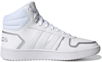 (W) adidas Hoops 2.0 Mid 'Blanco Plata Metálico' FY6023 Order (W) adidas Hoops 2.0 Mid 'Blanco Plata Metálico' FY6023
