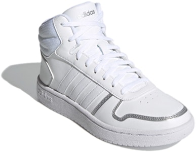(W) adidas Hoops 2.0 Mid 'Blanco Plata Metálico' FY6023 Lookbook (W) adidas Hoops 2.0 Mid 'Blanco Plata Metálico' FY6023