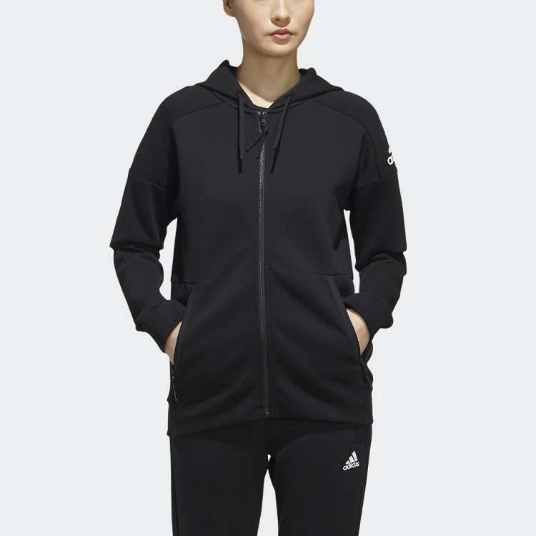 (Women) adidas HTT Stretch Solid Casual Sports Hoodie Jacket Women Black EH3881 圖 4