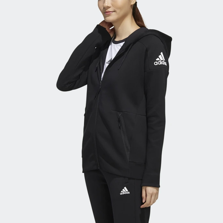 (Women) adidas HTT Stretch Solid Casual Sports Hoodie Jacket Women Black EH3881 圖 6