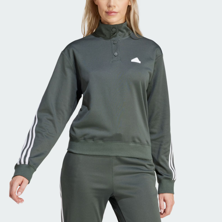 Lookbook (Women) adidas Iconic Wrapping Track Jacket Green Retro Striped Pullover Sweatshirt IT4825