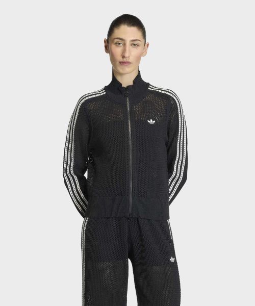 (Women) adidas Knit Crochet Firebird Track Top - Black KC6497
