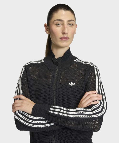 Lookbook (Women) adidas Knit Crochet Firebird Track Top - Black KC6497