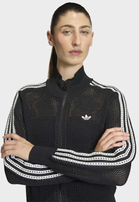 (Women) adidas Knit Crochet Firebird Track Top - Black KC6497 Lookbook (Women) adidas Knit Crochet Firebird Track Top - Black KC6497