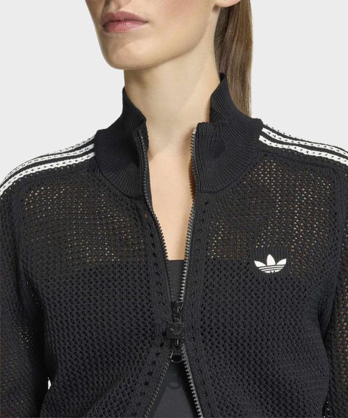 Purchase (Women) adidas Knit Crochet Firebird Track Top - Black KC6497
