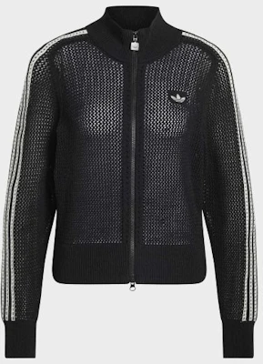 (Women) adidas Knit Crochet Firebird Track Top - Black KC6497 Details for (Women) adidas Knit Crochet Firebird Track Top - Black KC6497