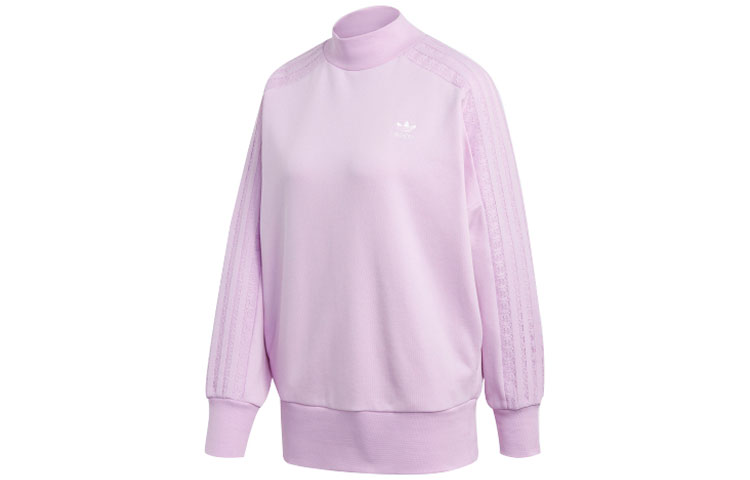 (Women) adidas Laced Crew Sweatshirt Purple - Lace Detail Ribbed Pullover FU1743